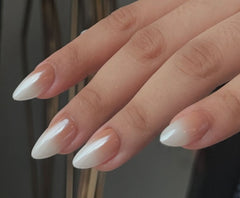 Almond shaped nude gradient glossy ombre Luxury press _ons