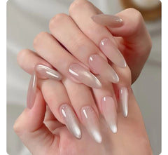 N-136 - Shiny Pink Long - Press On Nail Set Of 24 - Free 24 Pcs Sticker Sheet Included