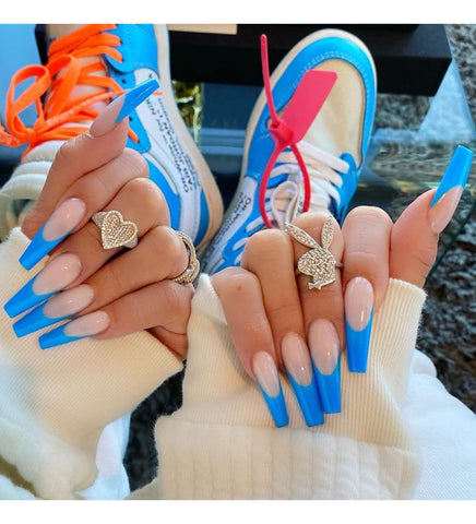 Xerling Blue Coffin Nails Tips💙