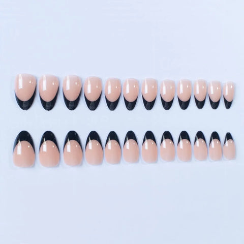 Midnight French Tips or Classic Black Almond Press-Ons