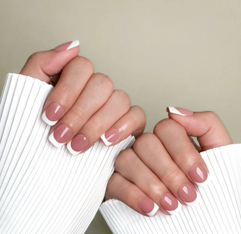 Classic Short Square French Tip Press-On Nails