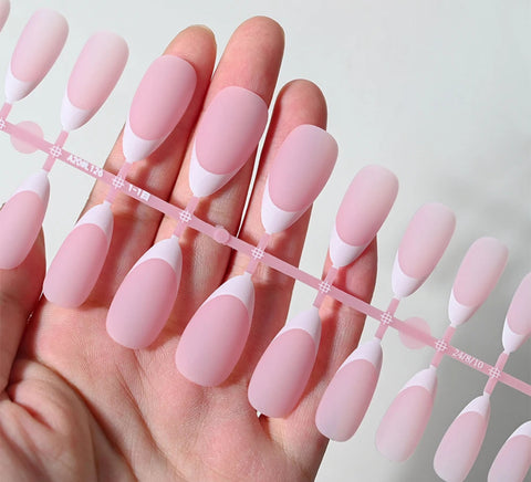 Matte White French Gel Nail Tips💕