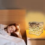 Artificial Tulips in Crystal Box – Handmade DIY Pink Tulip Cube Mirror Lamp, LED Night Light for Bedroom, Unique Flower Table Lamp – (Square)