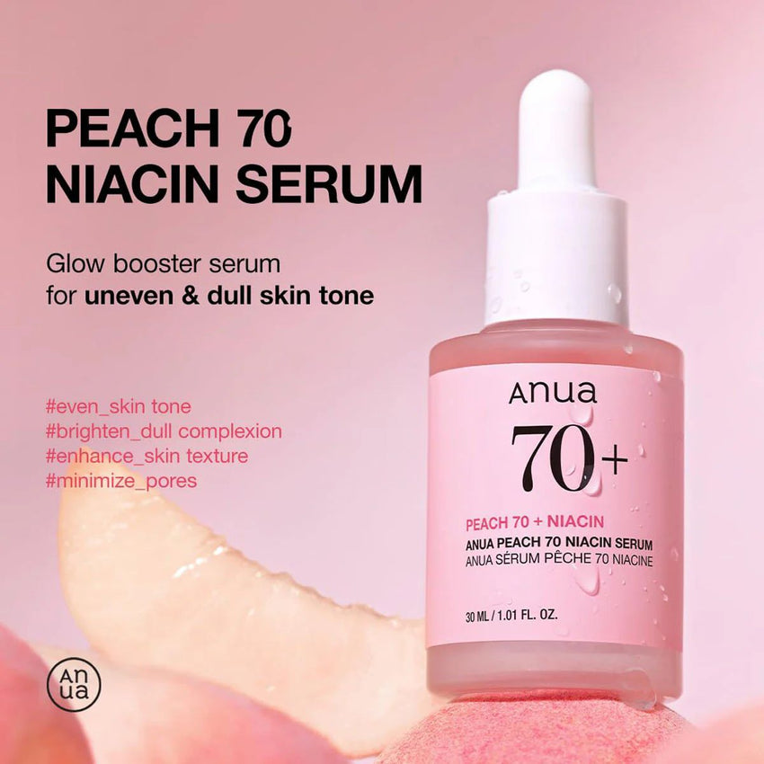 Anua peach 70% Niacinamide Serum 30ml - radiance boosting glass skin serum
