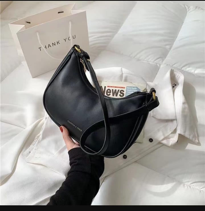 "Luna Luxe" Curved Leather Crossbody
