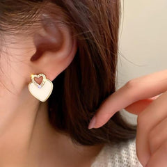 Beautiful Korean Heart Shape Zircon Earrings