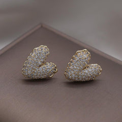 Heart Design Gold Plated Zircon Earrings