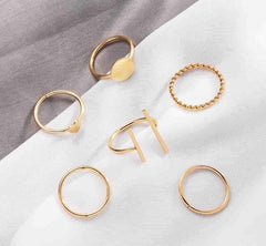 Modern Gold-Plated Simple Design Rings Set